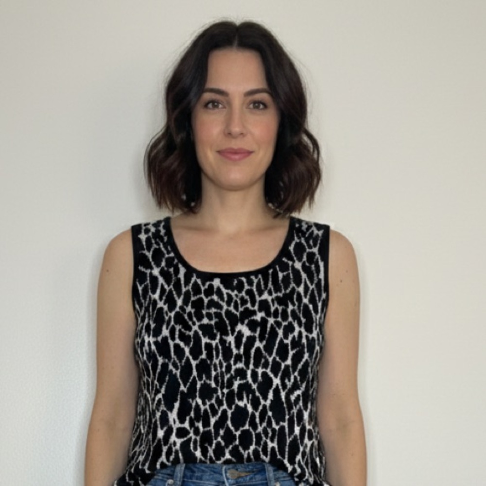 St. John Black & White Reversible Animal Print Tank Top Medium - Picture 3 of 6
